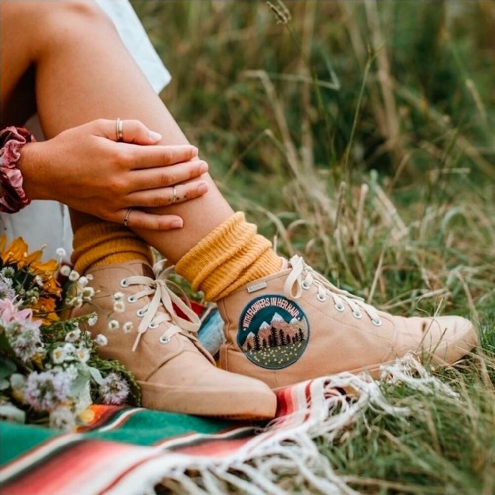Bangs Heavy Canvas Unique Tree Hugger Hippie Forest Hightop Sneakers Shoe | 6.5
